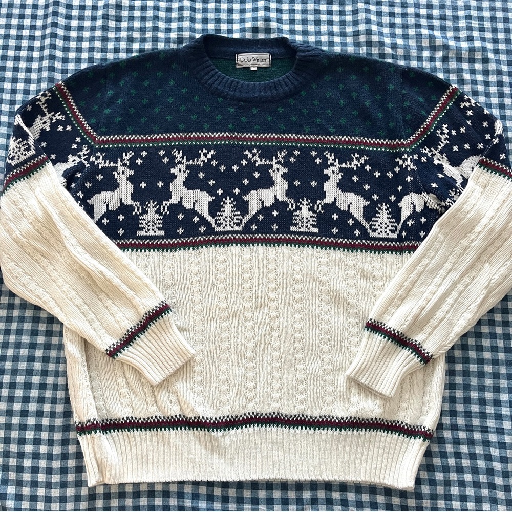 Vintage Rob Winter Deer Sweater Unisex Medium